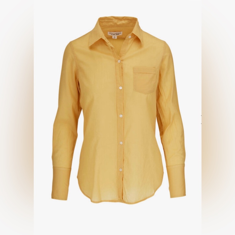 Nili Lotan Cotton Button Down Golden Yellow Small